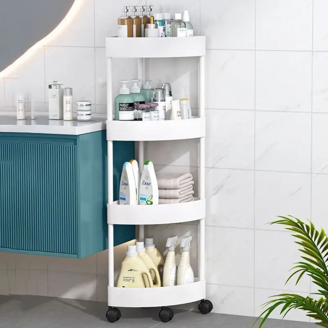 4-Tier Corner Storage Rack with Wheels