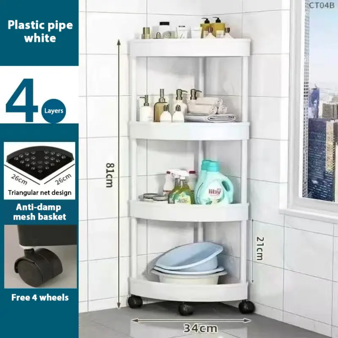 4-Tier Corner Storage Rack with Wheels