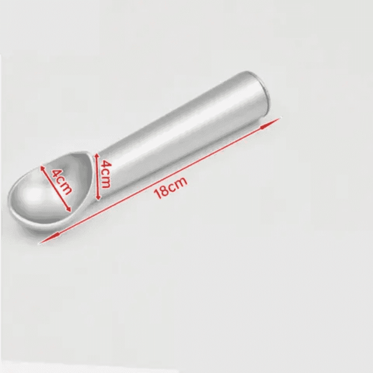 Non Stick Aluminum Ice Cream Scoop with 18cm length and 4cm scoop diameter, perfect for precise portioning in kitchen use.