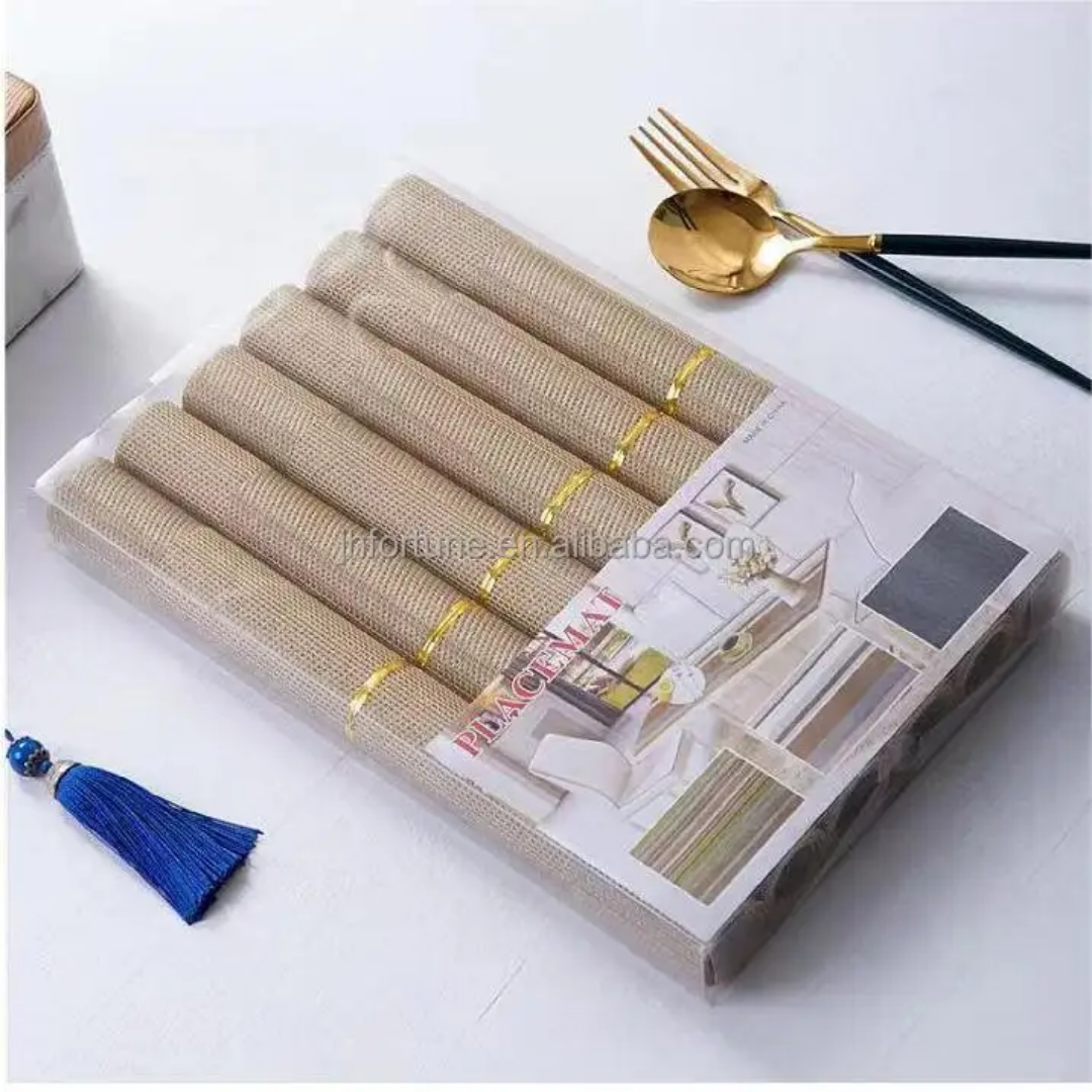 Gold Colour PVC Heat-Resistant Table Placemat 6PCS Set