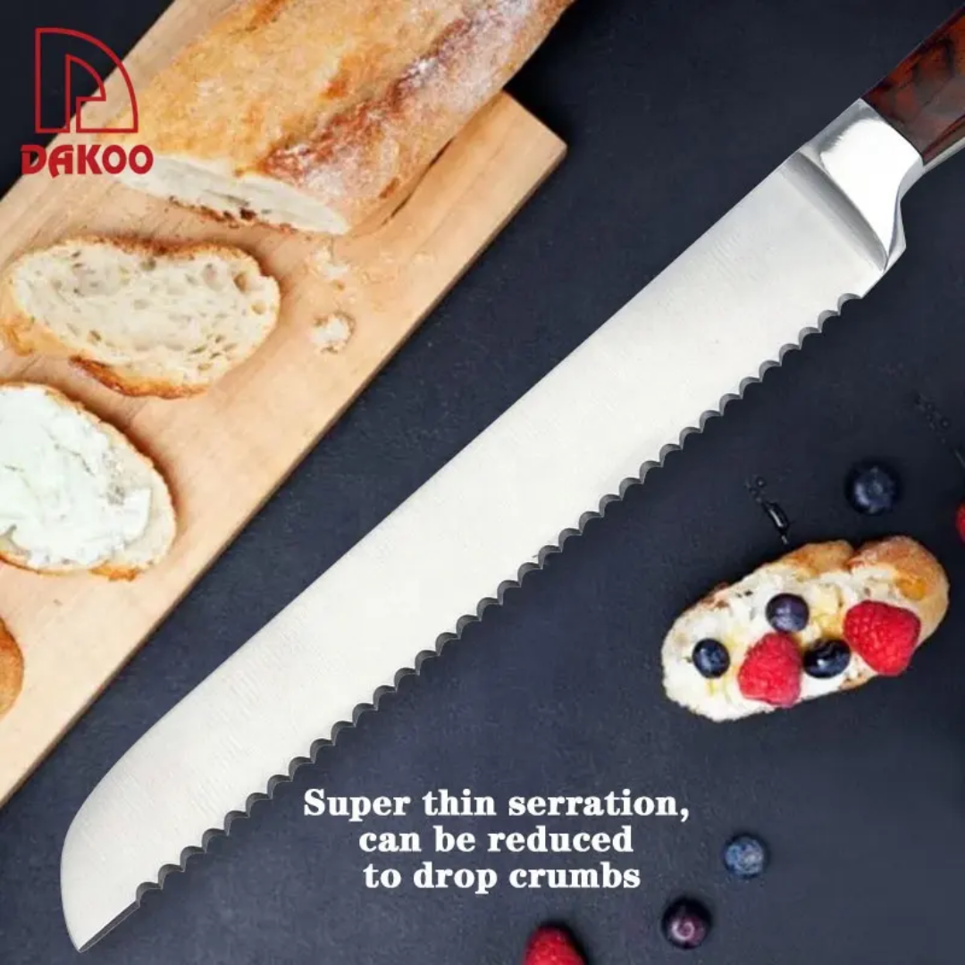 Professional Stainless Steel Serrated Bread Knife 8"