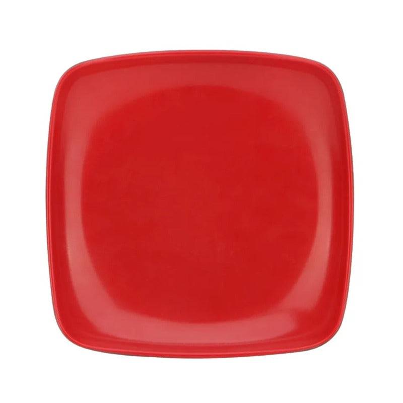 Melamine Square Plate Red 24 cm with glossy finish, ideal for modern dining setups. Durable melamine tableware in Sri Lanka for daily use.