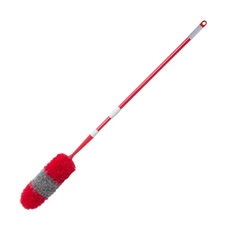 Extended LIAO Cleaning Duster 60 cm with long red handle for reaching high surfaces. Perfect for home and garden cleaning tasks.