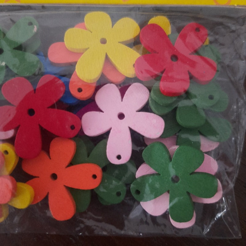 Flower Wooden Craft Buttons