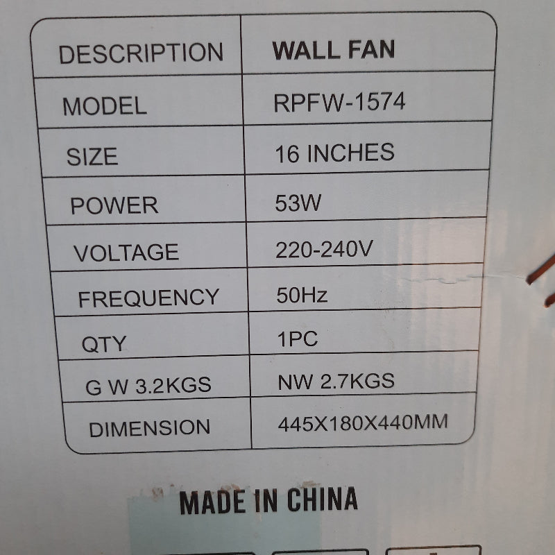 Richpower wall fan