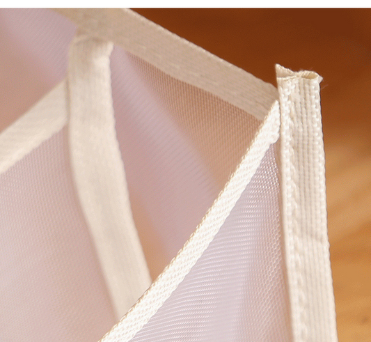 Close-up of durable stitching and breathable mesh fabric of the Socks Organizer Box 11 Grids | Bamagate.com, highlighting eco-friendly quality.