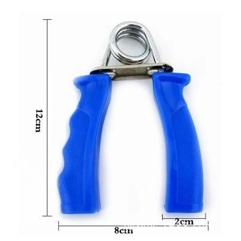 Blue Plastic Handle Grip Gym hand exerciser with 12cm height and 8cm width, designed for effective hand strength workouts