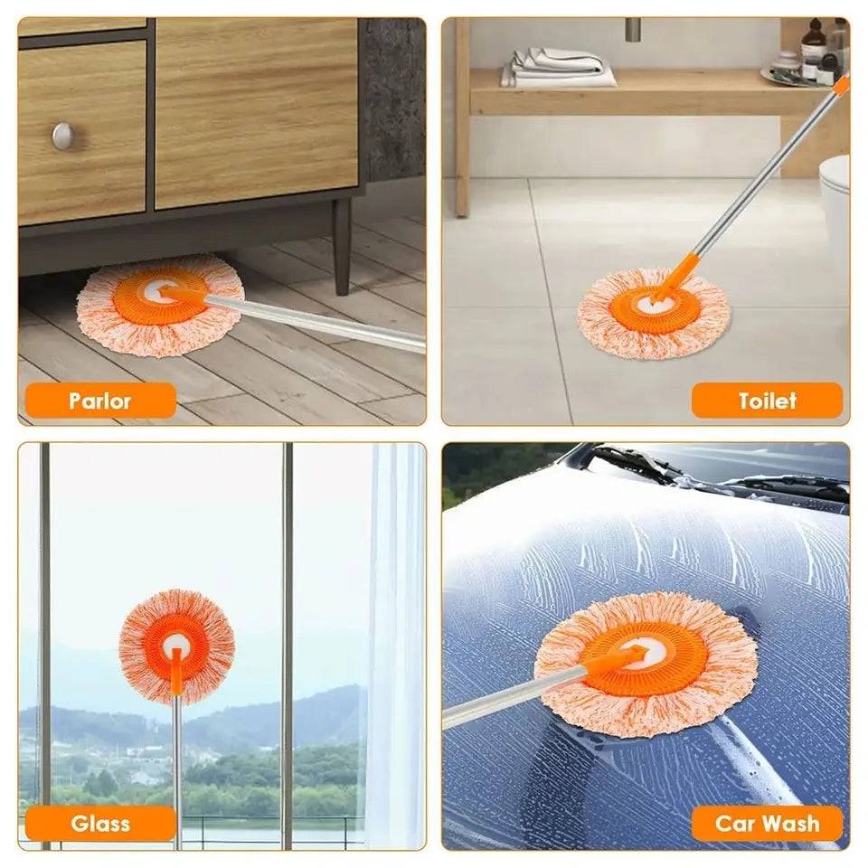 Rotatable Cleaning Mop used in parlor, toilet, glass, and car wash. Versatile 360° mop for multi-surface home and auto cleaning.