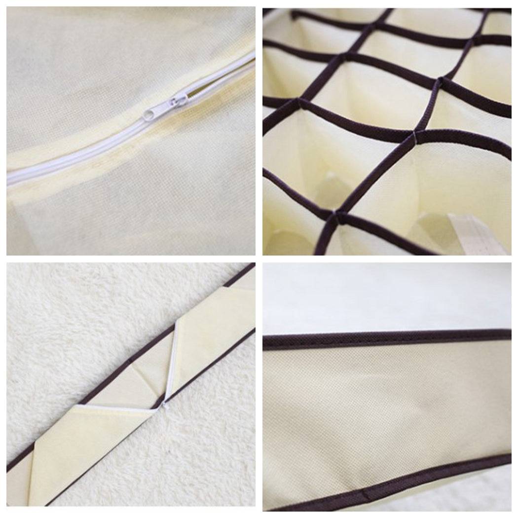 Close-up of fabric, zipper, and stitching details of the 4PCS bra organizer storage box. Durable and foldable wardrobe storage for undergarments in Sri Lanka.