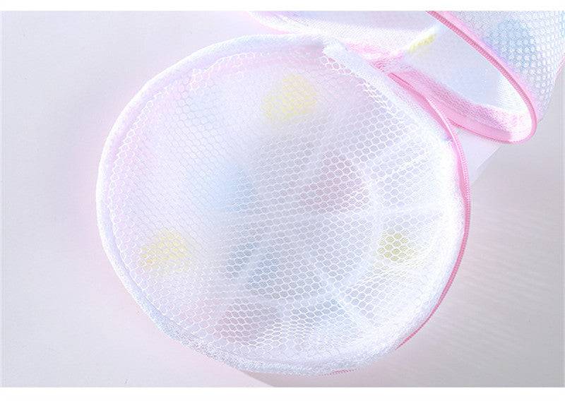 Mesh Washing Bag for Safe Underwear Wash with pink trim, designed to protect delicate garments in washing machines. Durable mesh prevents snags and tangles.