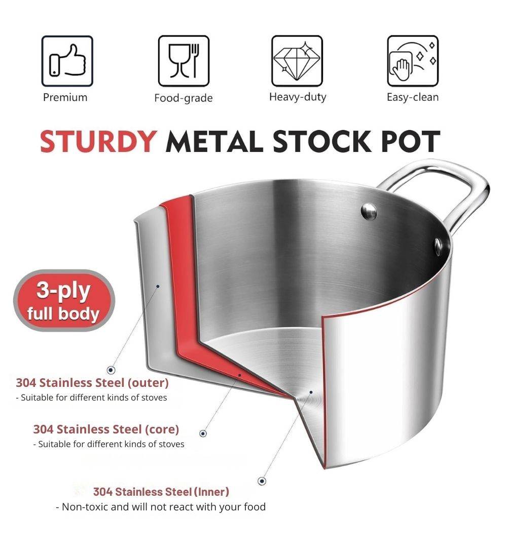 3 ply stainless steel stock pot