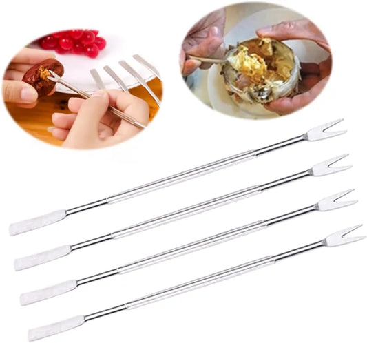 4PCS Lobster Seafood Fork Set used for extracting meat from lobster and shellfish, ideal kitchen tool for seafood lovers.
