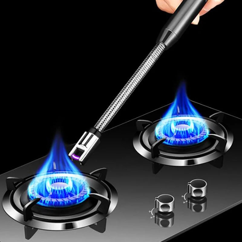 ARC BBQ Lighter USB lighting dual gas stove burners, flexible neck design for safe and efficient kitchen use.