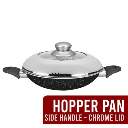 Harvest Non-Stick Side Handle Hopper Pan W/Chrome Lid