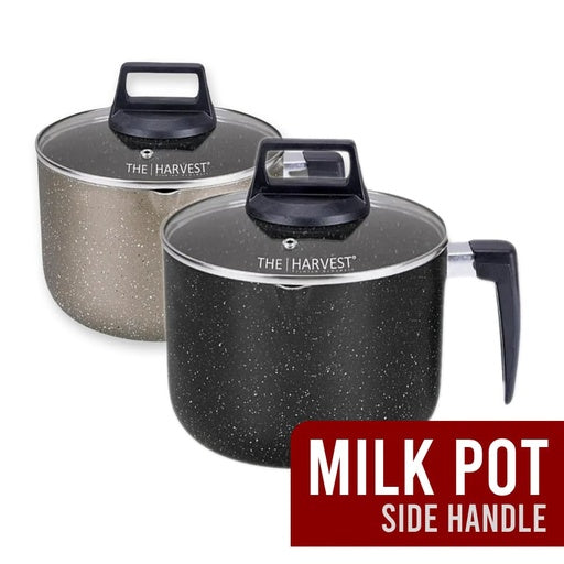 Harvest Non-Stick Side Handle Milk Pot W/Glass Lid 18 cm