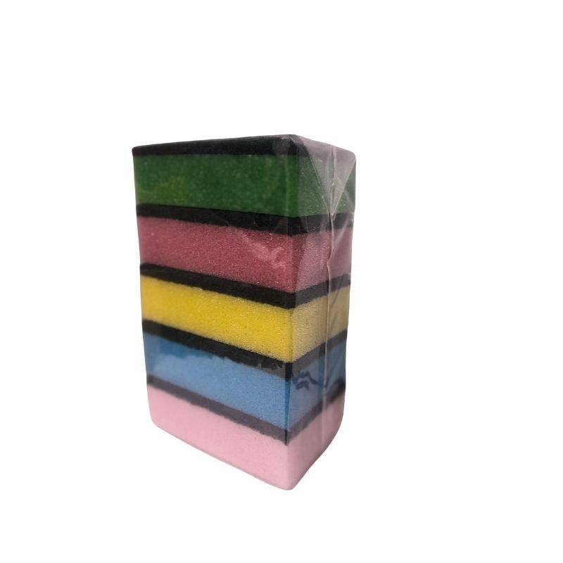 5PCS Cleaning Sponge - Durable Sponges | Multi-purpose Clean set in assorted colors stacked vertically, ideal for kitchen and household cleaning.