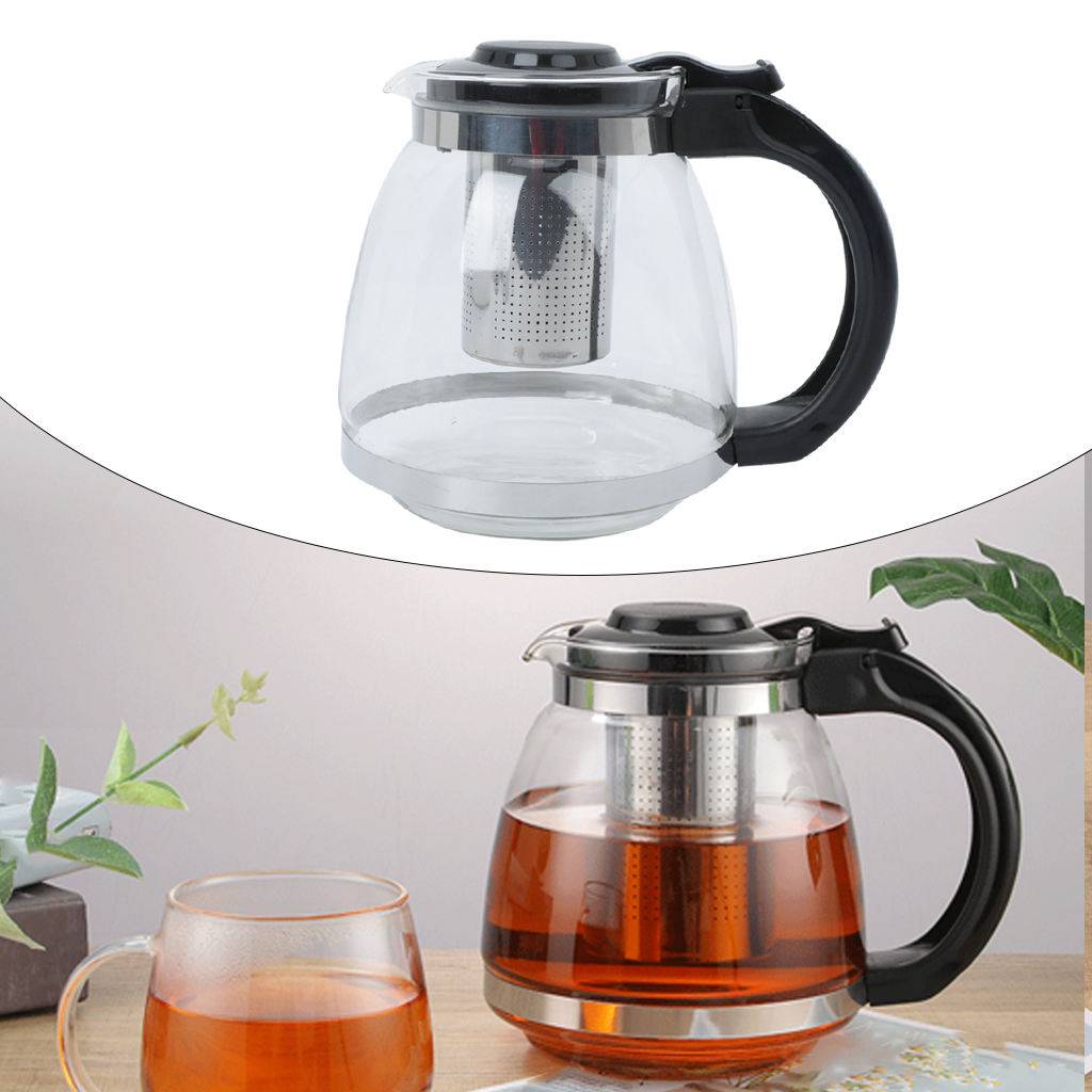 Glass Teapot 700ml with Infuser and black handle, ideal for brewing loose leaf tea. Easy to clean and perfect for serving two cups.