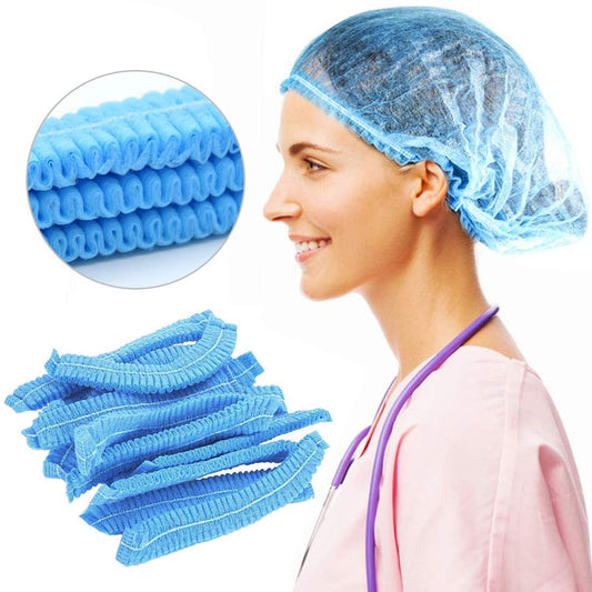 Disposable Safety Hair Net 100 PCs shown on a nurse, ideal for hygiene in medical or food settings. Buy at best price in Sri Lanka on Bamagate.com.