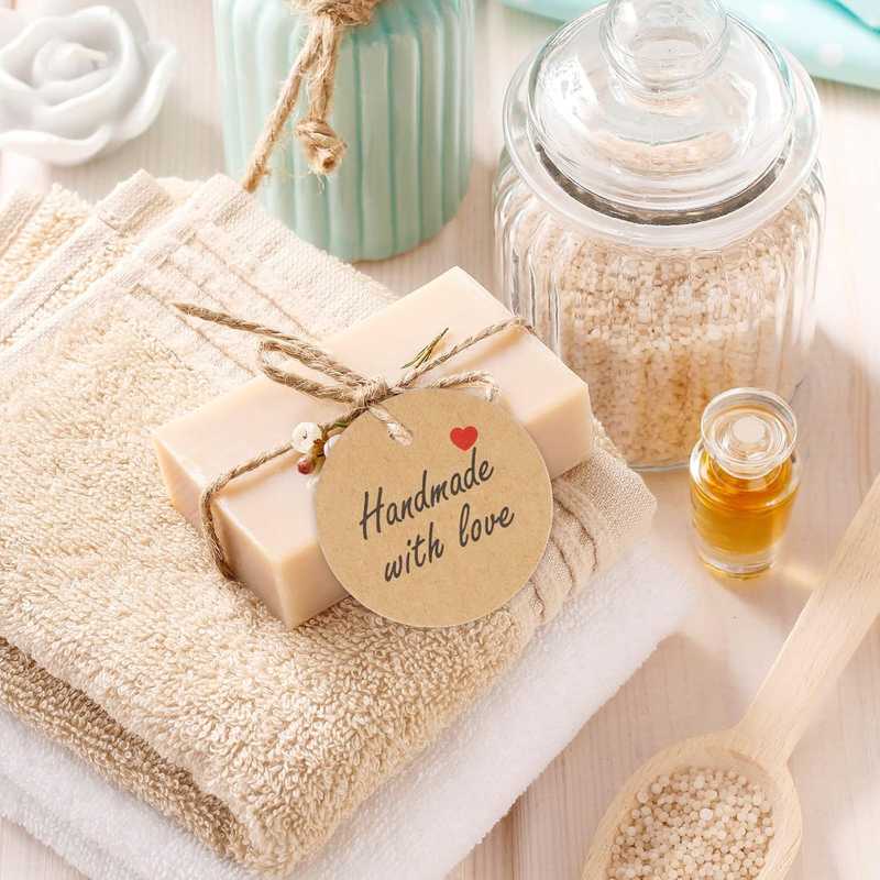 Handmade Gift Tag attached to a soap gift set, ideal for enhancing presentation of handmade gifts for special occasions in Sri Lanka.