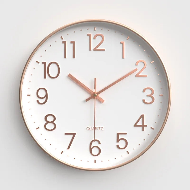 Modern White Rose Wall Clock 11" with rose gold frame and bold numbers, ideal for vintage-inspired home decor in Sri Lanka.