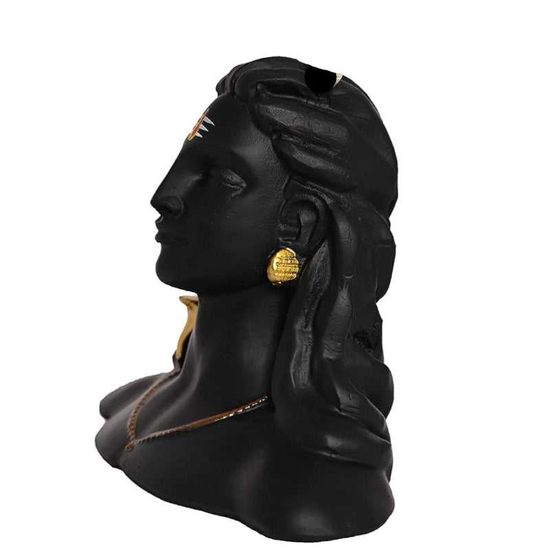 Right profile of AdiYogi for Home & Car Dashboard | Adiyogi Shiva Statue with crescent moon and earrings, suitable for gifting or spiritual decor.