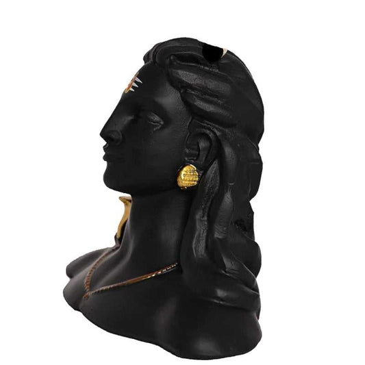 Right profile of AdiYogi for Home & Car Dashboard | Adiyogi Shiva Statue with crescent moon and earrings, suitable for gifting or spiritual decor.