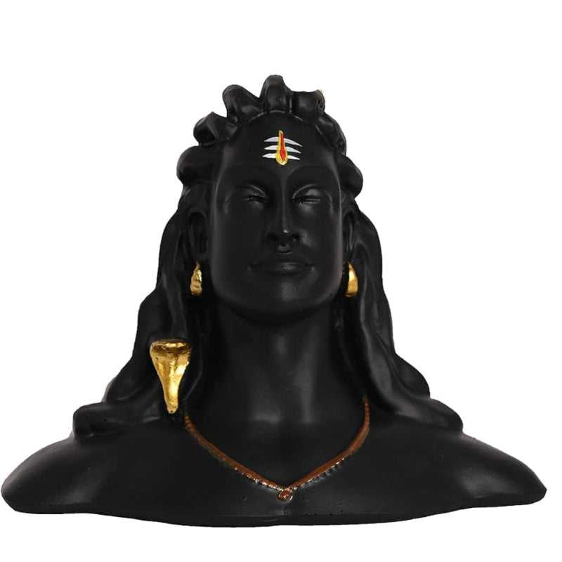 AdiYogi for Home & Car Dashboard | Adiyogi Shiva Statue in black finish with golden accents, ideal for vehicle dashboard or home decor.