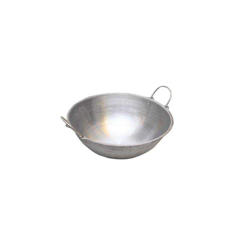 Superior heat distribution Aluminum Cooking Thachi No 2 wok, 6.5 inch size, perfect for versatile cooking in home kitchens and dining setups.