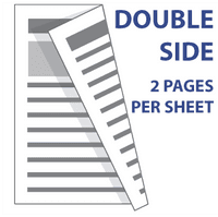 Black and White Copies with double-sided printing showing 2 pages per sheet. Ideal for efficient black printing on 80 gsm copy paper.