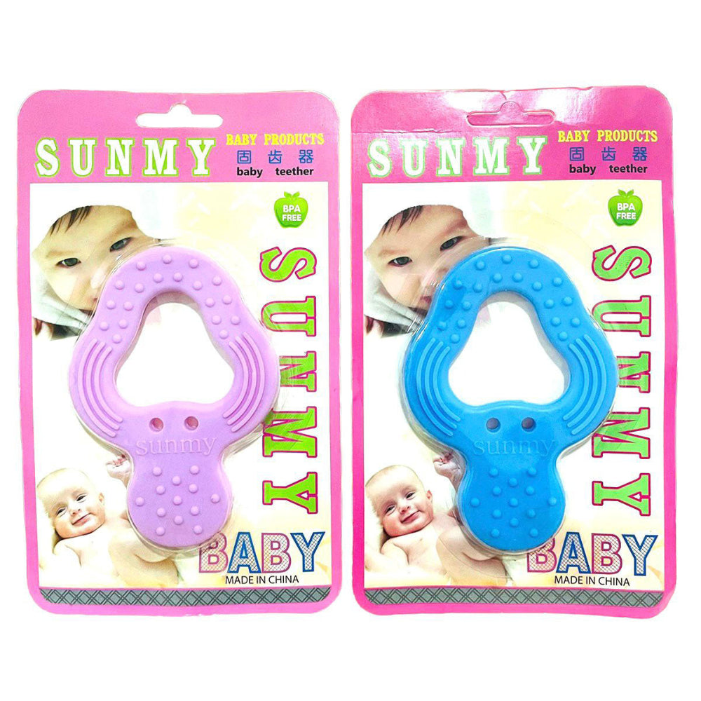 Silicone Teething Toy - Baby Teethers | Bamagate.com in pink and blue colors, BPA-free and designed for soothing sore gums, ideal for infants.