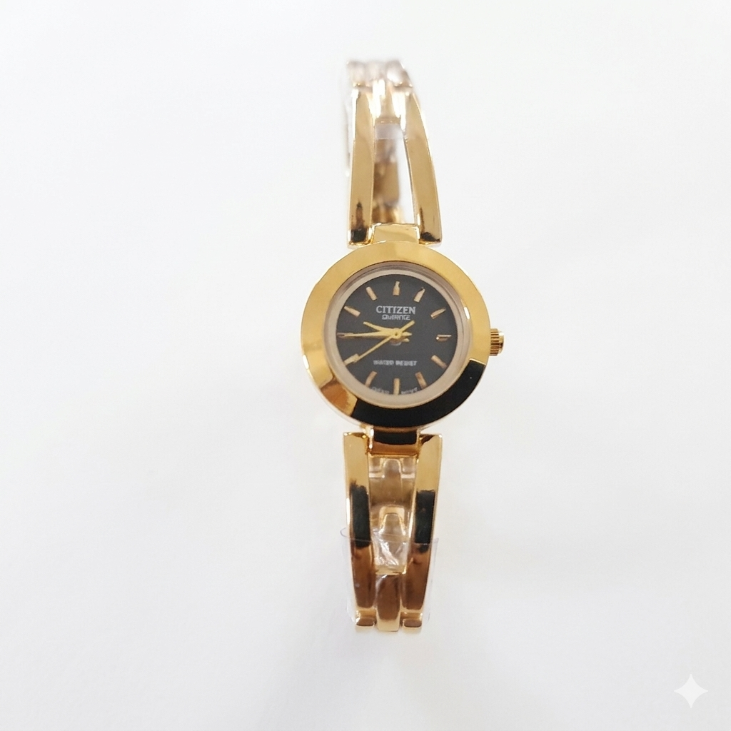 Citizen Women’s Gold-Tone Bangle Watch with Black Dial
