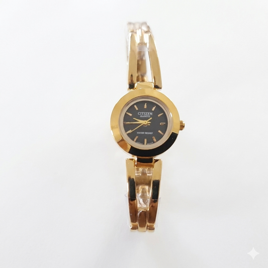 Citizen Women’s Gold-Tone Bangle Watch with Black Dial