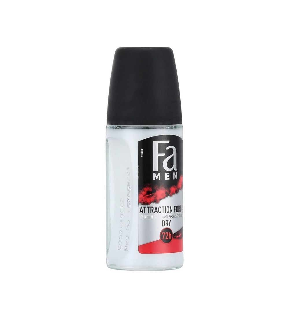 Side view of Fa Men Deo Attraction Force 50 ml roll-on deodorant offering long-lasting dryness and freshness in the personal care category.