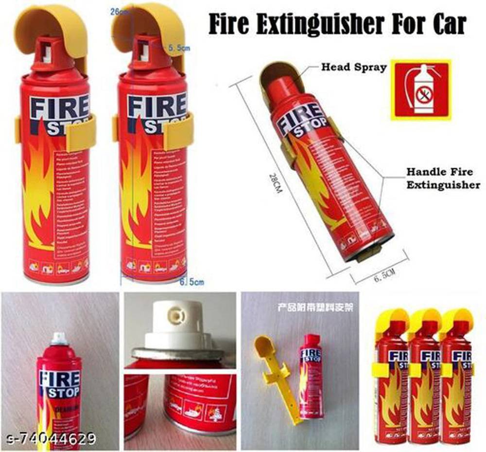 Portable Fire Extinguisher Fire Stop 500 ml with mounting bracket, ideal for car and home use. Compact fire safety tool for emergencies.