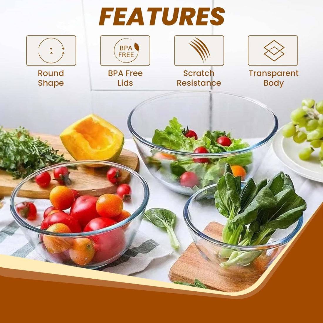 Borosilicate Glass Salad Bowl Set