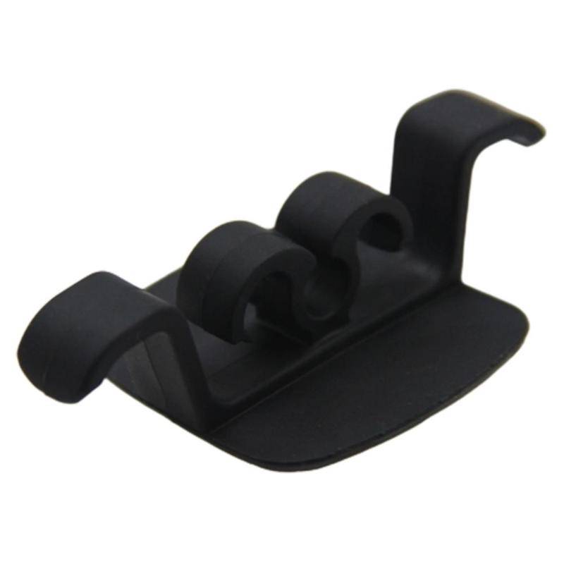 Black 3PCS Hole-Free Wire Holder with dual cable slots for tangle-free cable management in electronics and office setups.