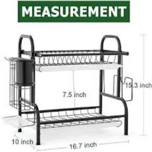 2-Tier Multifunctional Kitchen Dish Plate Drying Rack