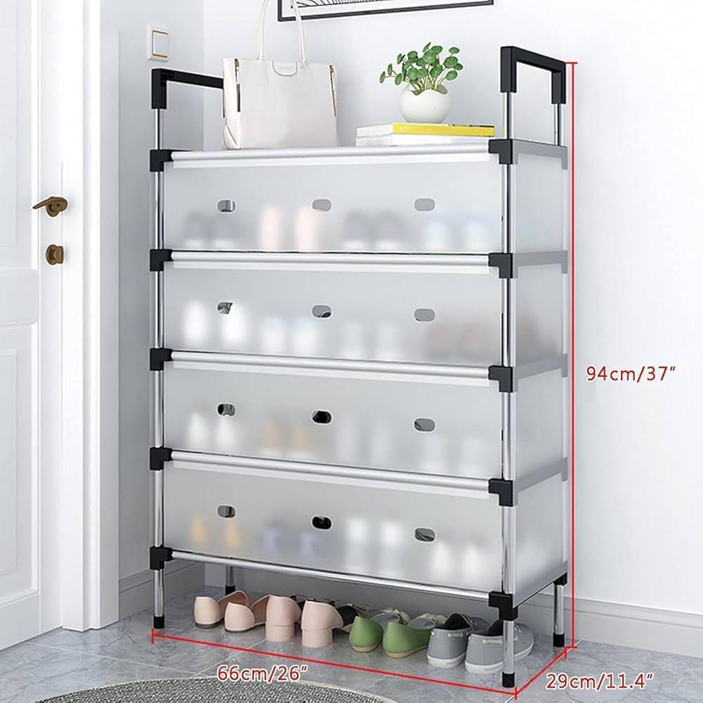 4 Layer Metal Shoe Rack with Dust Cover