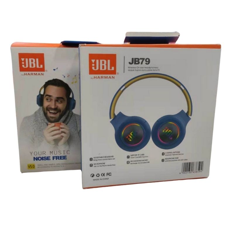 JBL JB79 Wireless Headset - Noise Free packaging showing product features and branding, ideal for immersive audio experience in electronics category.