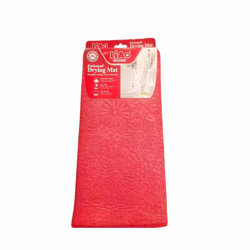 LIAO Kitchen Cups & Pan Drying Mat 51 x 38 cm in red, folded with branded packaging, available at Bamagate.com in Sri Lanka.