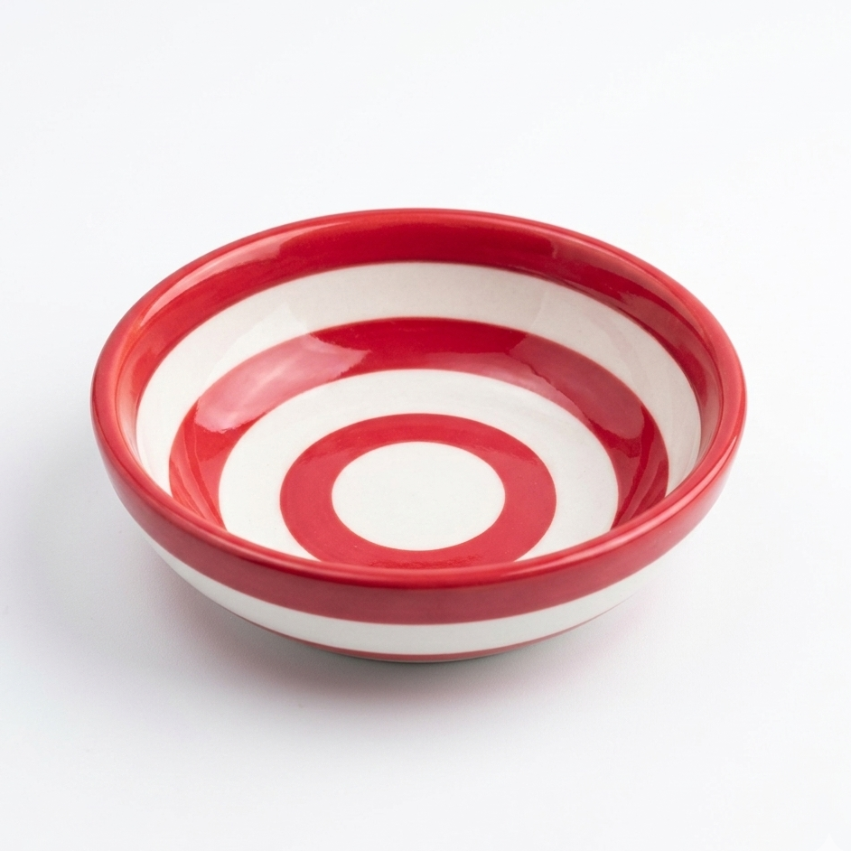 Ceramic Red Striped Dessert Bowl 6 PCS Set