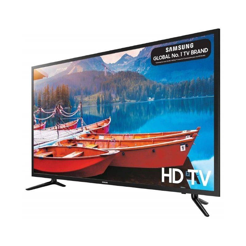 Samsung 32″ LED HD TV with HDMI and USB ports, displaying vibrant lake and mountain scene. Ideal for home entertainment with 20W sound output.
