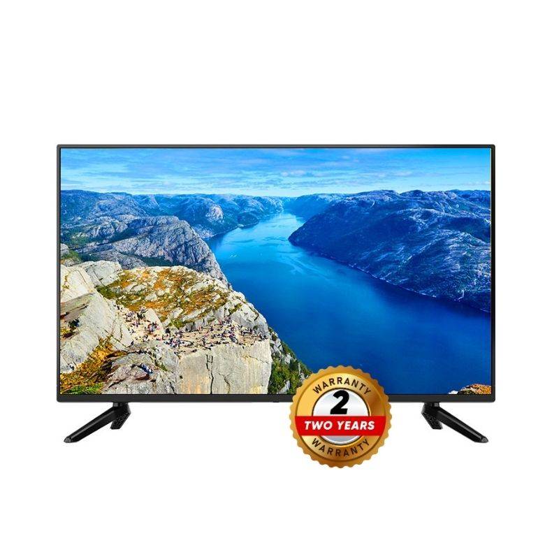 Mitshu 4K UHD Android 55" Smart TV with vivid landscape display and 2-year warranty badge, ideal for home entertainment setups in Sri Lanka.