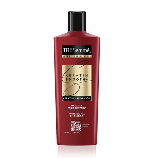 Tresemme Keratin Smooth Shampoo 400ml bottle with keratin and argan oil for frizz-free hair care. Ideal for smooth, manageable hair.