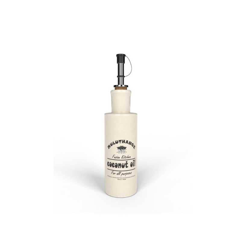Muluthange Bottle with Drizzler for coconut oil, ceramic oil dispenser ideal for kitchen storage and precise pouring. Available at Bamagate.com.