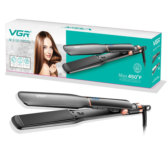 VGR V-519 Professional Hair Straightener features a 38mm plate size ideal for efficient styling and smoothing of various hair types.