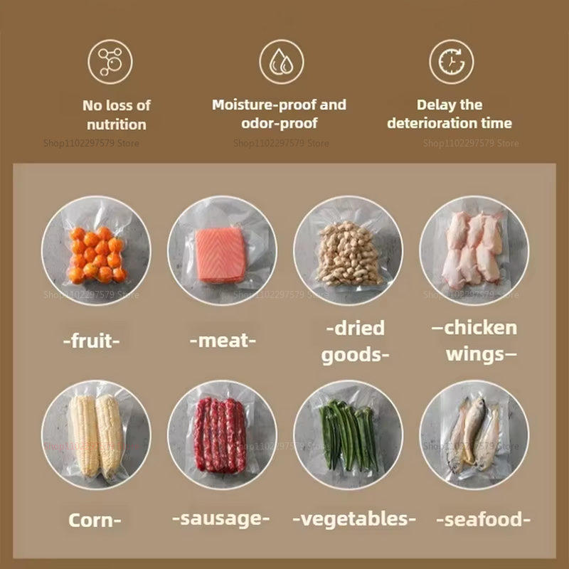 Automatic Vacuum Sealer with a 28 cm sealing width efficiently preserves food by removing air and sealing bags tightly.