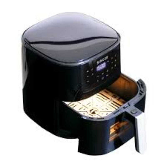 Singer Digital Air Fryer 5L open drawer view showing non-stick basket and digital interface, designed for efficient and healthy cooking.