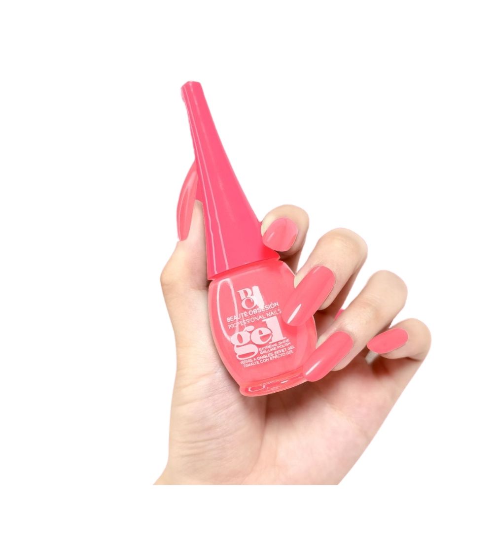 B.O Nail Polish Lacquer Pink Fashion Beauty Sri Lanka shown on hand with glossy finish, ideal for stylish nail care and beauty routines.
