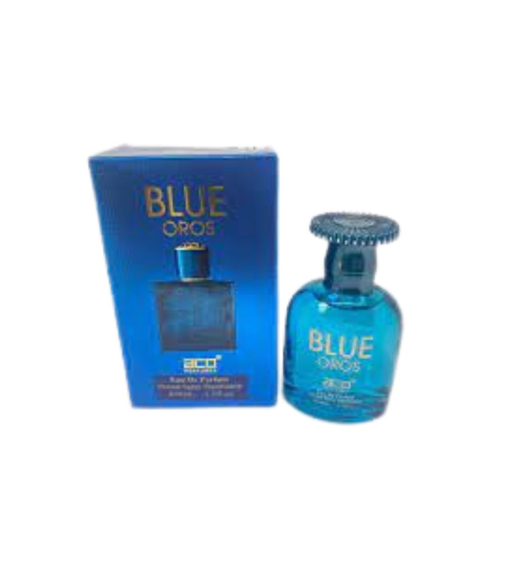 Blue OROS Perfume 50 ml - Exotic Scent for men, featuring a vibrant blue bottle and matching box, ideal for Health & Beauty fragrance collections.